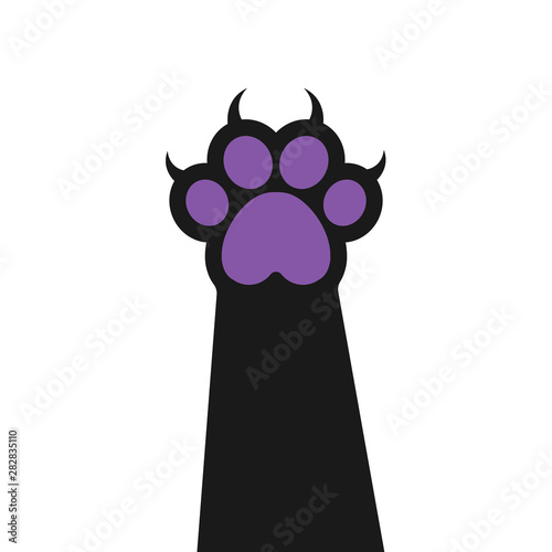 Cat paw icon. Cartoon animal logotype. Foot print illustration.