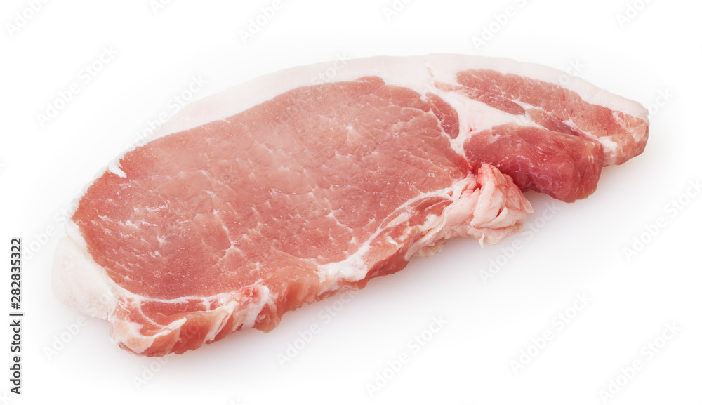 Raw pork meat isolated on white background with clipping path