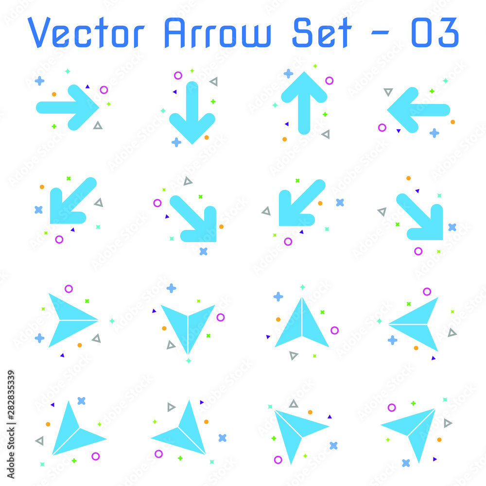 Vector Arrow Set. Arrows vector collection with abstract elements. Vector Arrow Set. Arrows vector collection with abstract elements.