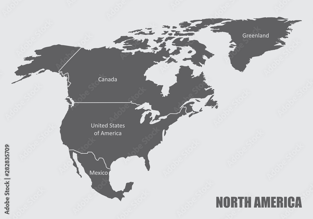 Fototapeta premium The Northe America map with countries borders and labels