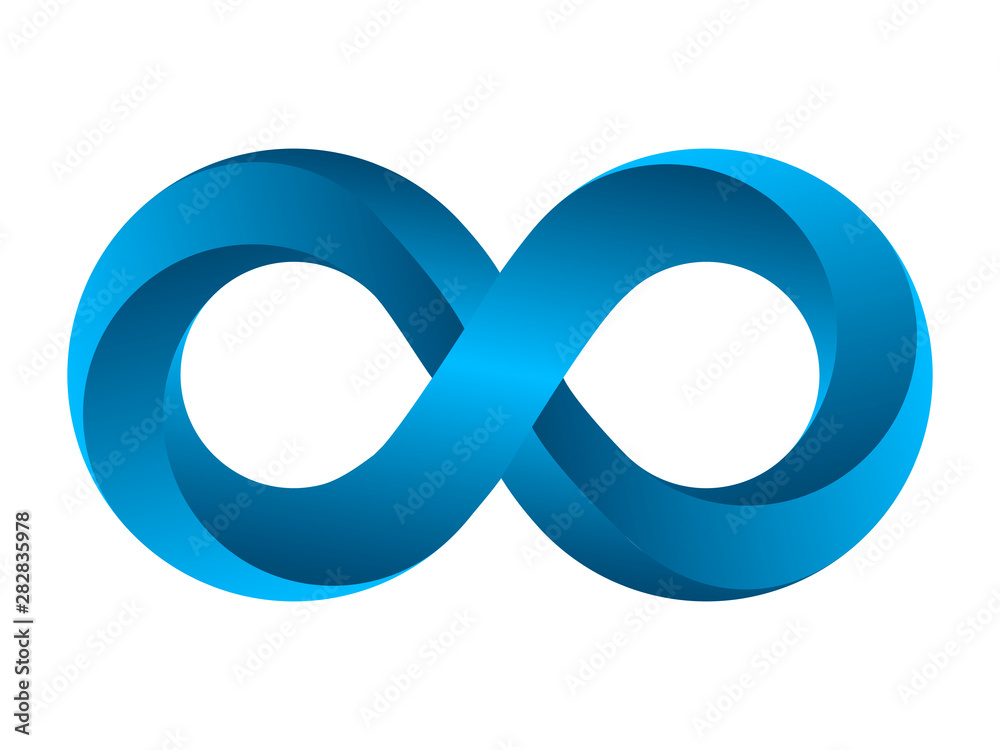 Infinity mathematical symbol in flat style with shadows. Isolated on white Infinity mathematical symbol in flat style with shadows. Isolated on white