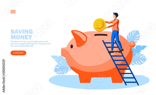 man saving money in piggy bank