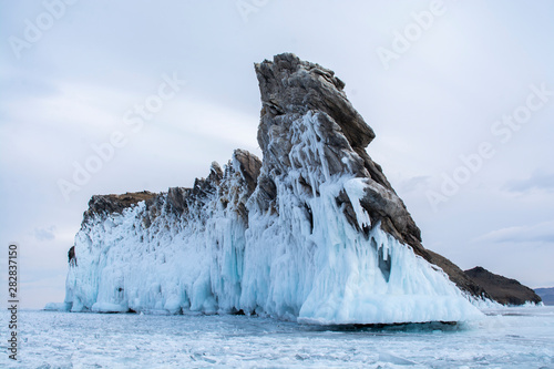 Rock island in Lake Bikal, Russia, landscape photography photo