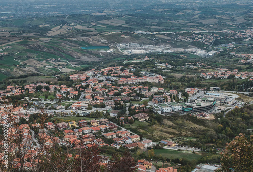 Aerial view of mountains in San Marino