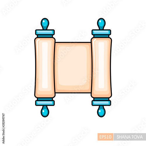 Torah scroll. Rosh Hashanah icon. Shana tova