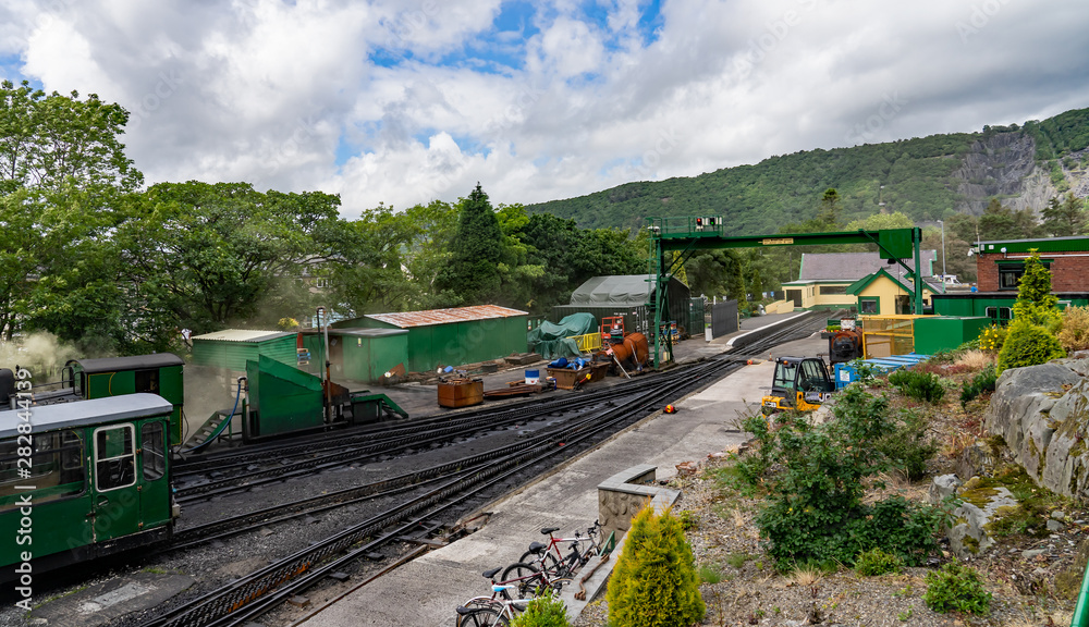 A view of the railway yard of Llanberis station on the Mount Snowdon Railway line