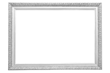 antique iron ancient frame isolated on white background. Old metal border