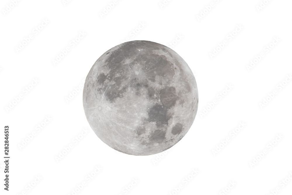 Full moon on white background. Stock Photo | Adobe Stock