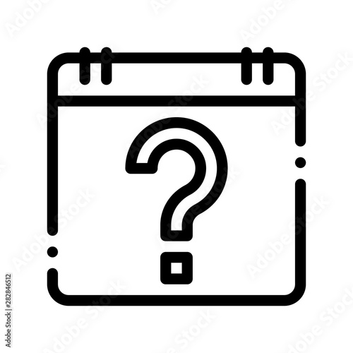 Delay In Menstruation Vector Sign Thin Line Icon. Calendar With Question Mark, Menstruation Symptomp Of Pregnancy Pictogram. Diagnosis Of Future Mother Monochrome Contour Illustration