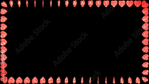 Frame-Rotating Red Shimmering Hearts