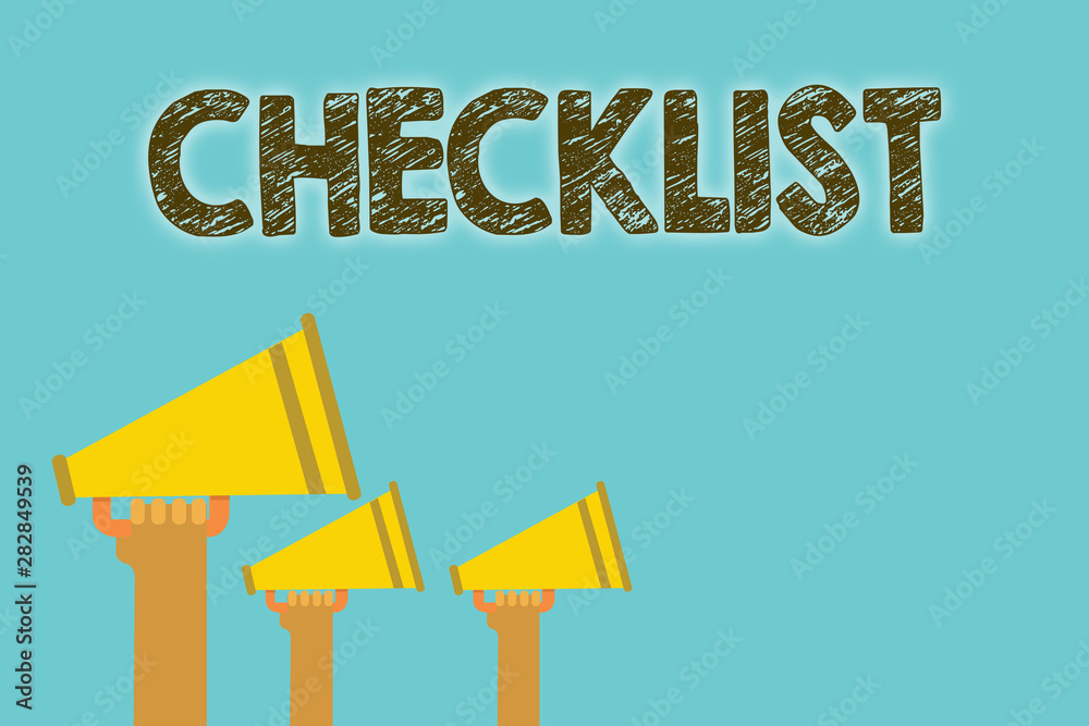 Handwriting text Checklist. Concept meaning List down of the detailed