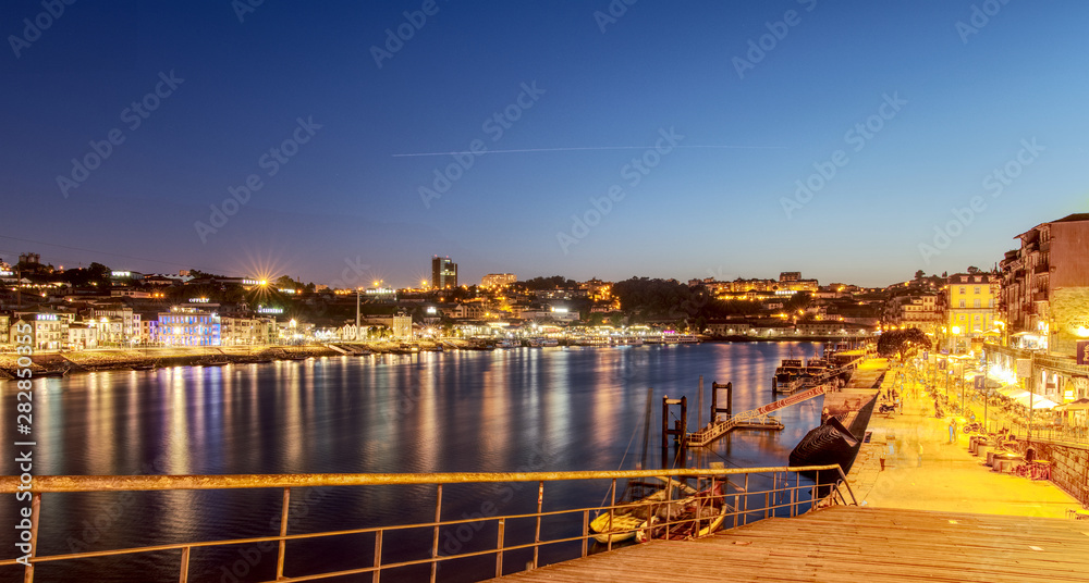 River Duro in Porto at night time