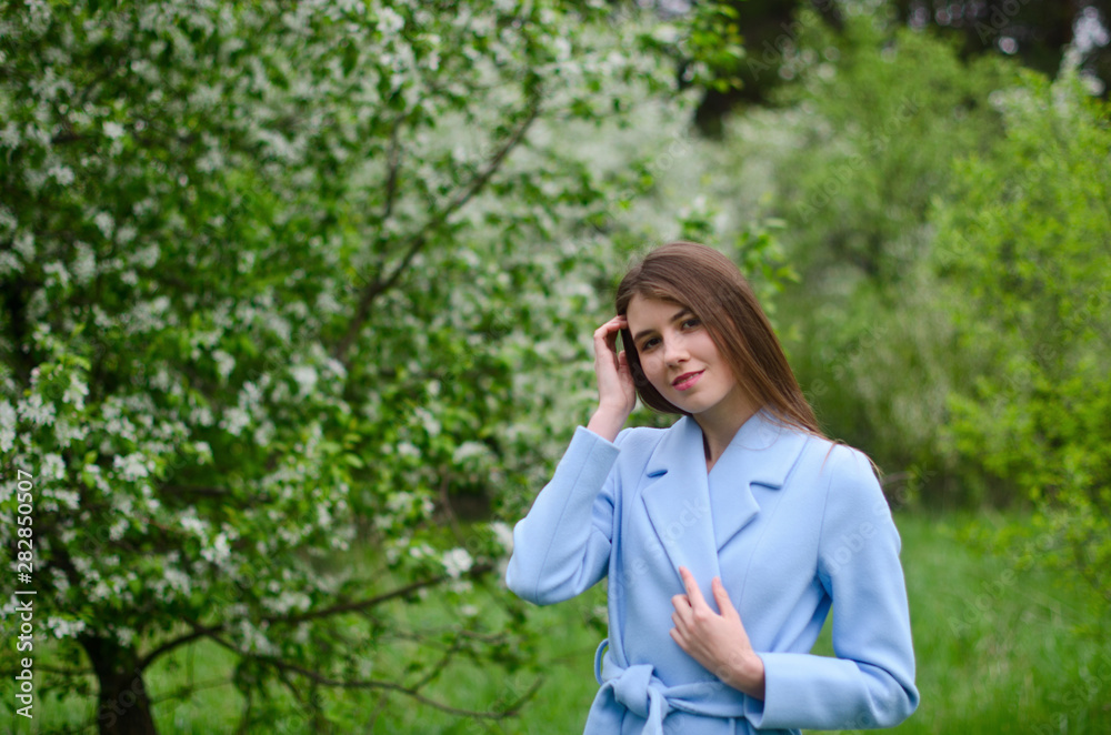 beautiful girl in a blooming Park beautiful girl in a blooming Park