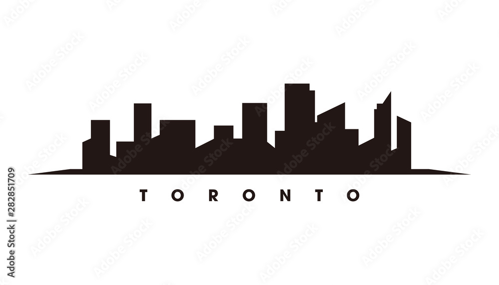 Toronto skyline and landmarks silhouette vector