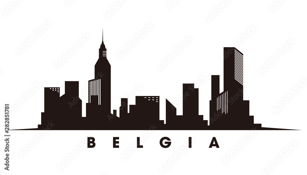 Belgium skyline and landmarks silhouette vector