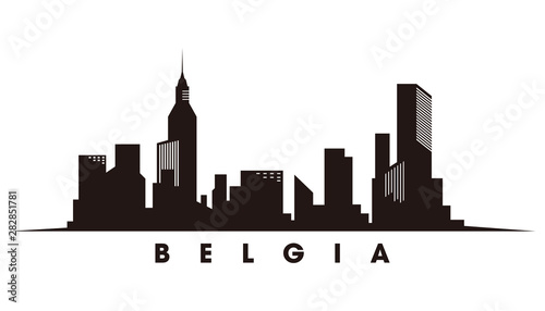 Belgium skyline and landmarks silhouette vector