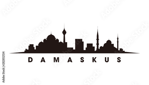 Syria skyline and landmarks silhouette vector