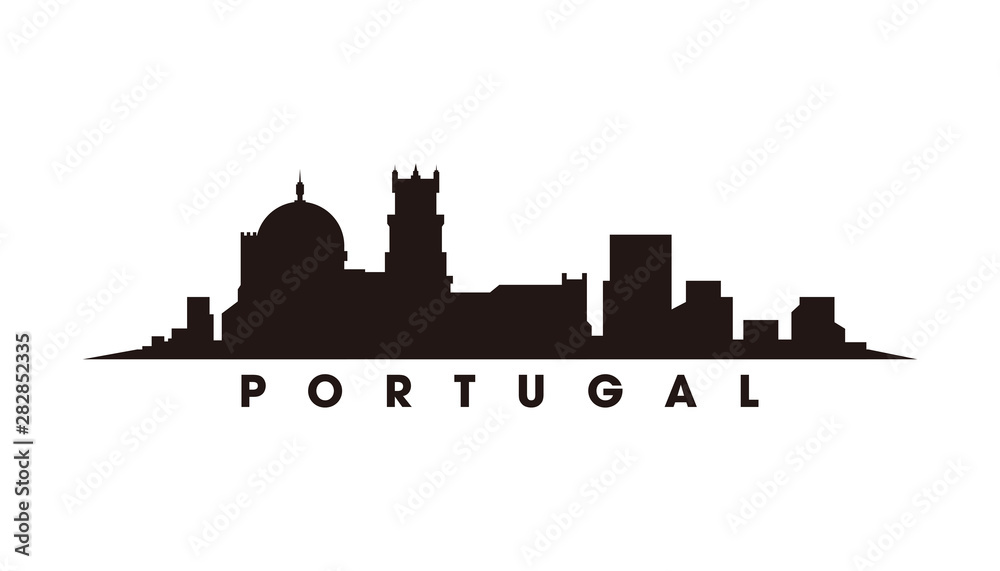 LISBON Portugal skyline and landmarks silhouette vector
