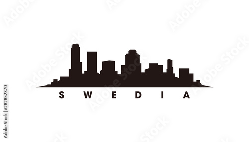 ‎Stockholm skyline and landmarks silhouette vector