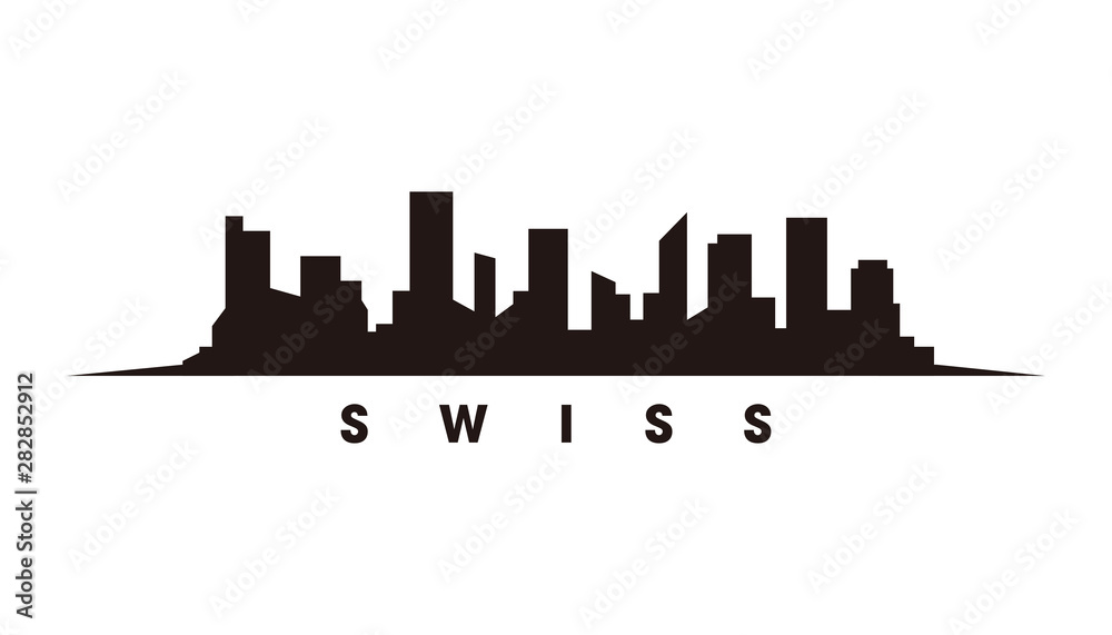 Bern Swiss skyline and landmarks silhouette vector