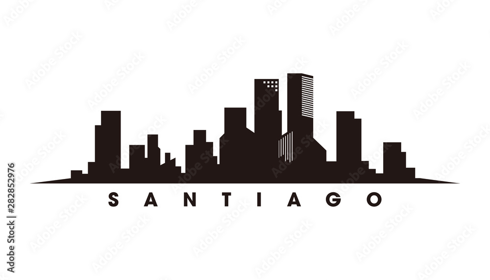 Santiago skyline and landmarks silhouette vector