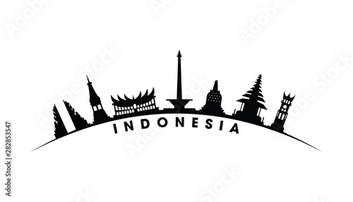 Indonesian building culture silhouette vector illustration