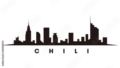Santiago Chile skyline and landmarks silhouette vector