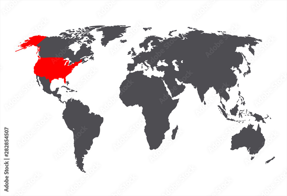 Vector USA on the World Map, Isolated Country Image. Vector USA on the World Map, Isolated Country Image.