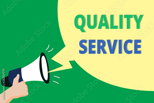 Word writing text Quality Service. Business concept for how well delivered service conforms to client expectations.
