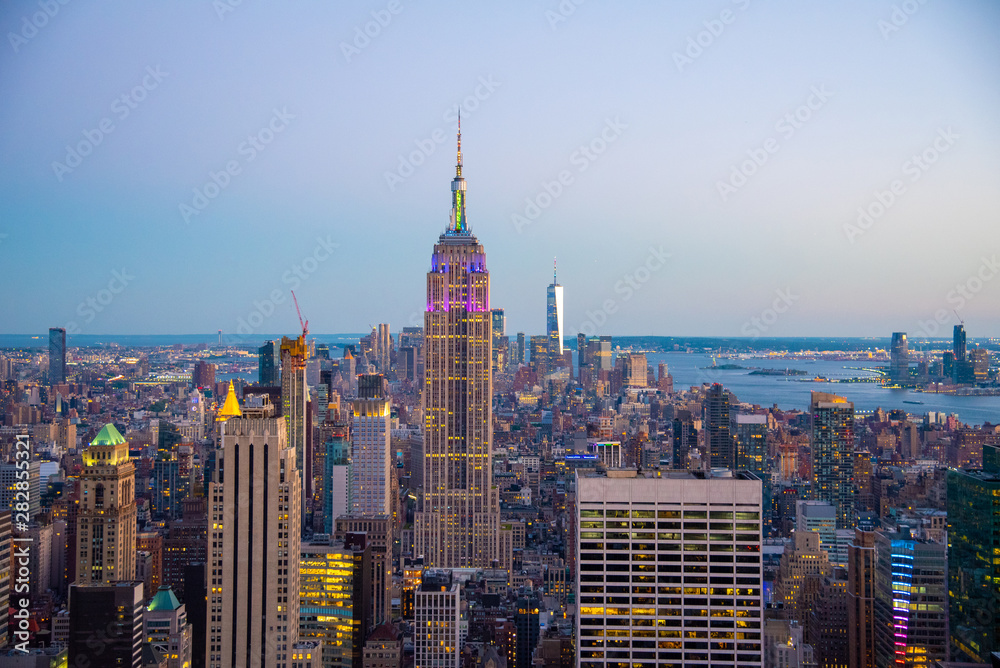 Naklejka premium Looking South from the top of Manhattans midtown during 2019 gay pride (NYC, USA)