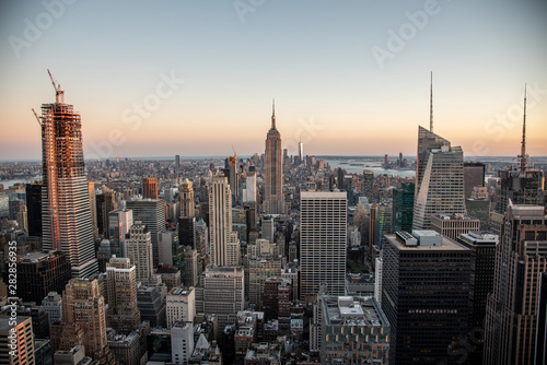 Looking South from the top of Manhattans midtown  NYC  USA 