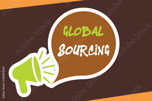 Conceptual hand writing showing Global Sourcing. Business photo showcasing practice of sourcing from the global market for goods. photo