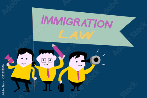 Text sign showing Immigration Law. Conceptual photo Emigration of a citizen shall be lawful in making of travel.
