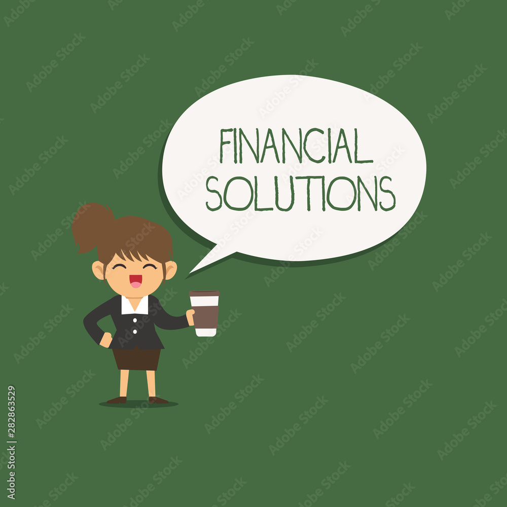 Writing note showing Financial Solutions. Business photo showcasing to Save Money on Insurance and Protection Needs.