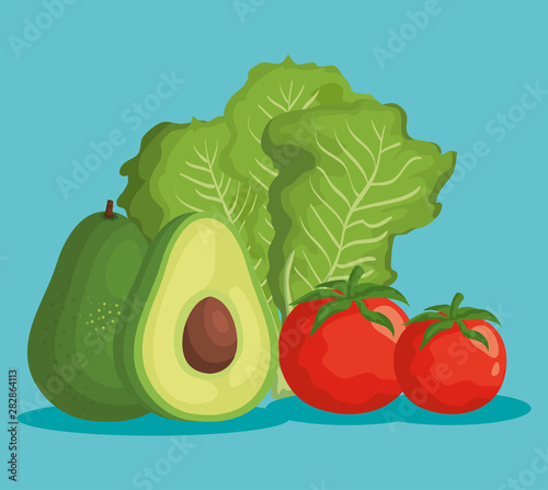 lettuce and tomatoes vegetables with avocado fruit
