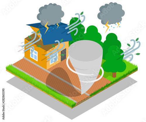 Whirlwind concept banner. Isometric banner of whirlwind vector concept for web, giftcard and postcard