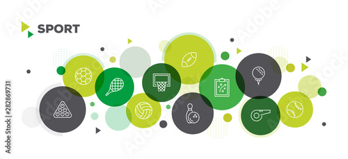 SPORT ICONS ON MULTI COLORED BACKGROUND BANNER DESIGN
