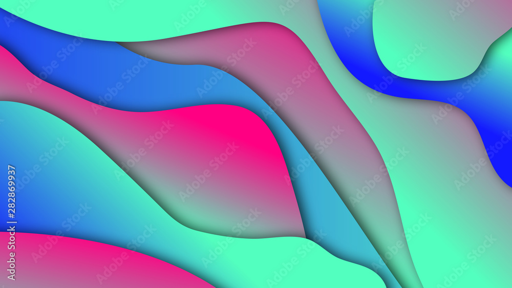 Abstract background of wavy flowing in light green and blue and pink colors Abstract background of wavy flowing in light green and blue and pink colors