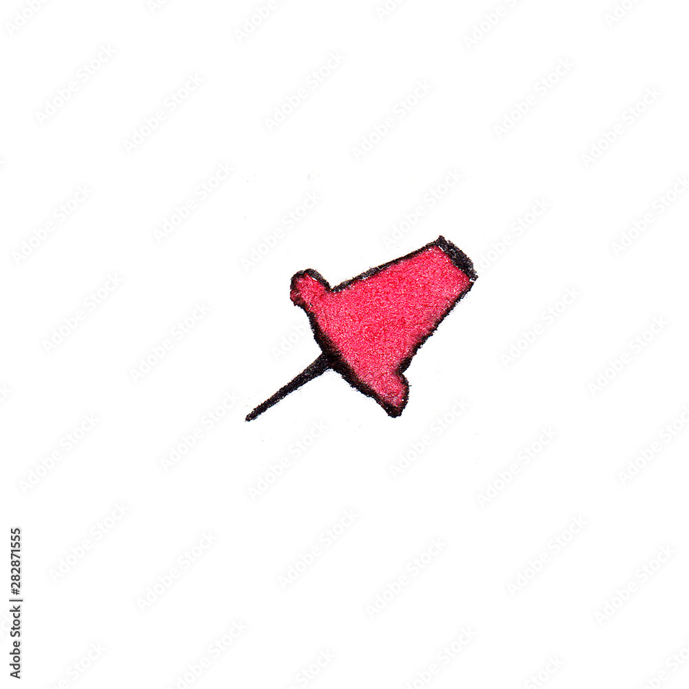 watercolor light red pushpin school isolated bright watercolor light red pushpin school isolated bright