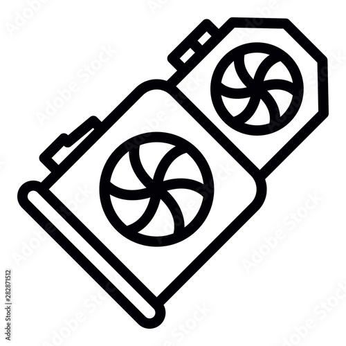 Double mining video card icon. Outline double mining video card vector icon for web design isolated on white background