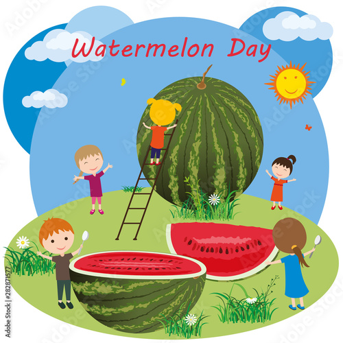 Watermelon Day. Children ne...