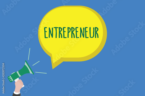 Writing note showing Entrepreneur. Business photo showcasing Person who sets up a business taking on financial risks.