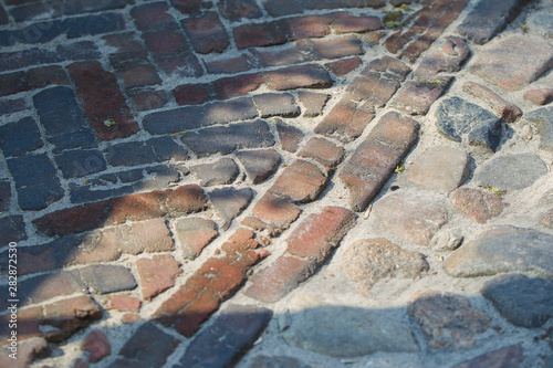 Stone road, pavement. Boulder Pavement