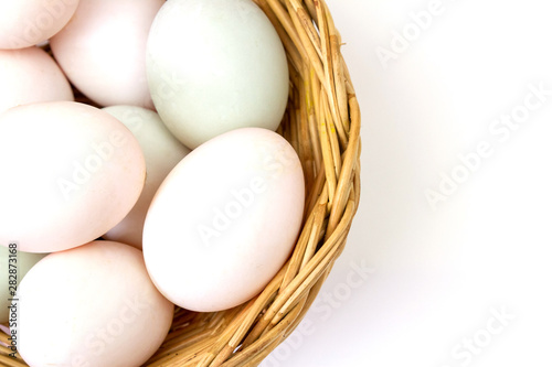 Wallpaper Mural Fresh white eggs in basket isolated on white background. Torontodigital.ca