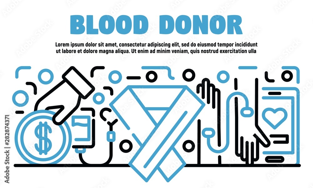Blood donor banner. Outline illustration of blood donor vector banner for web design Blood donor banner. Outline illustration of blood donor vector banner for web design