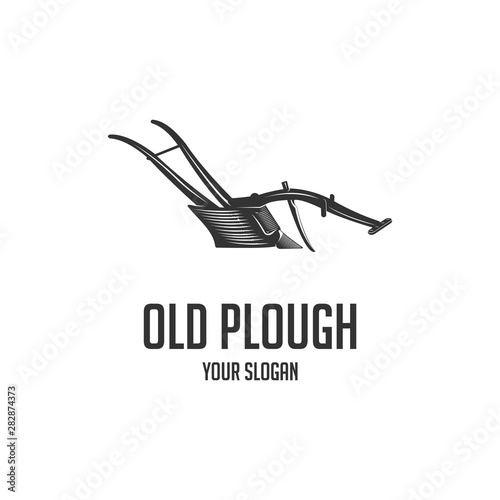 Fotografiet old plough silhouette logo