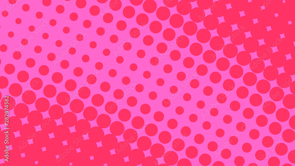 Magenta and pink dotted background in retro pop art comic style, vector illustration