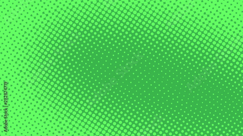 Green retro pop art background with halftone dots
