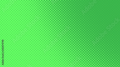 Green pop art background with dots design, abstract vector illustration in retro comics style