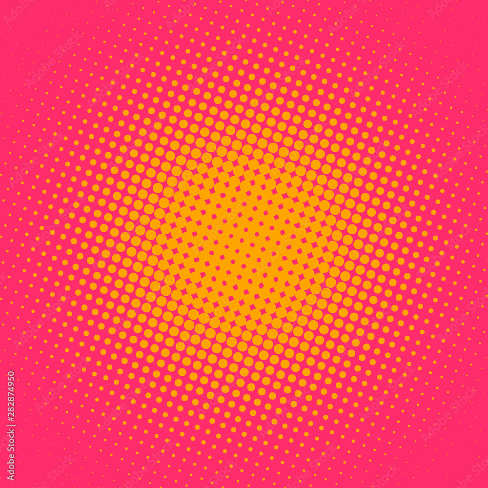 Orange and magenta pop art background with dots design, abstract vector illustration in retro comics style Orange and magenta pop art background with dots design, abstract vector illustration in retro comics style
